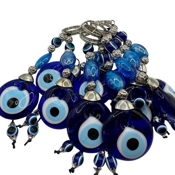 Handmade Blue Oval Bead Keychain – Nazar Charm (10PCS)