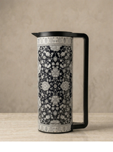 1L Stainless Steel Vacuum Jug – Black Ottoman Floral Design