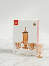 2.5L Gold Glass Beverage Dispenser Set – 7pcs with Tap