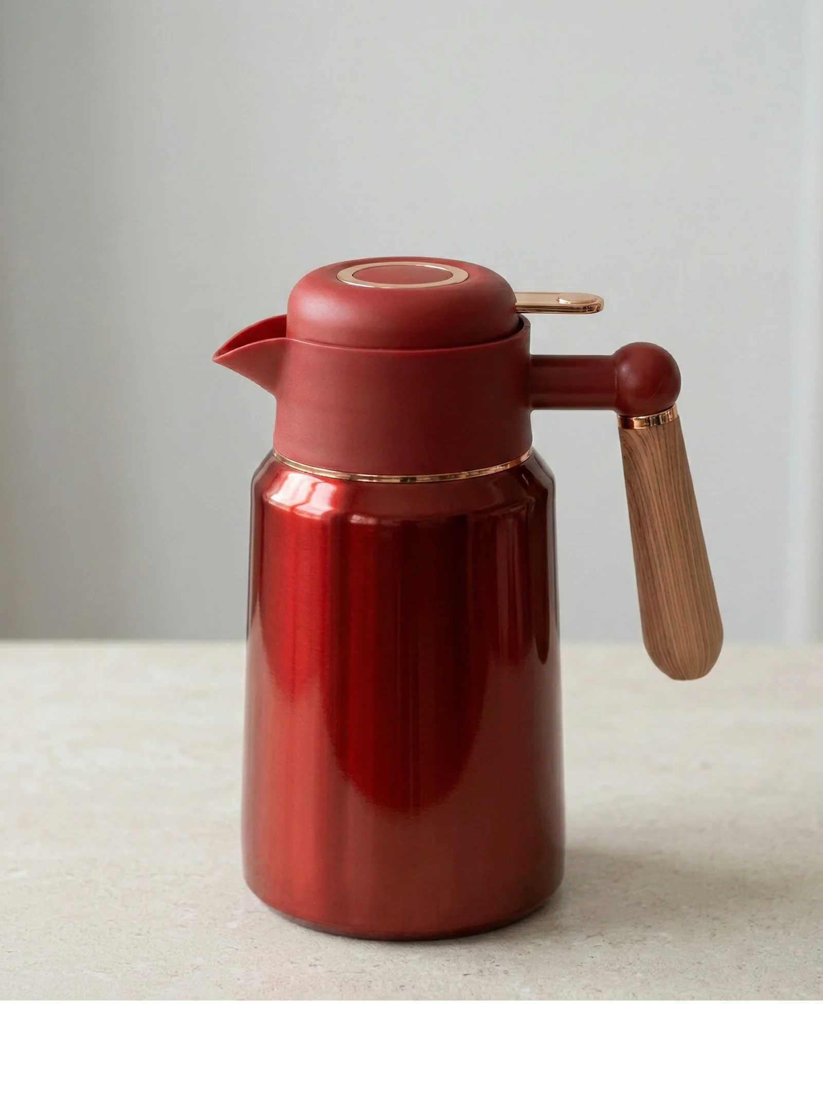 2L Stainless Steel Vacuum Bottle – Red Thermal Tea & Coffee Jug