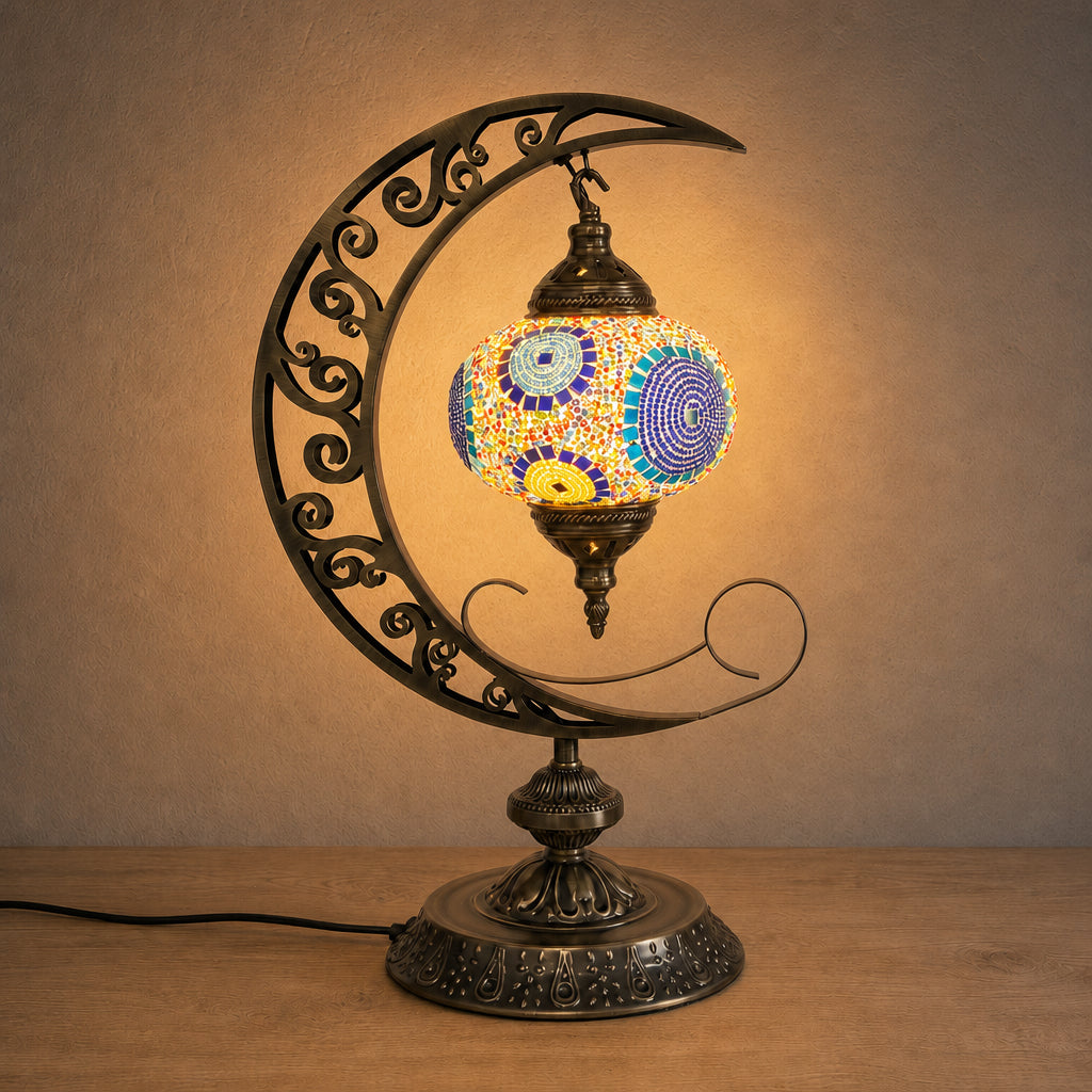 Crescent Moon Lamps - Blue Sun