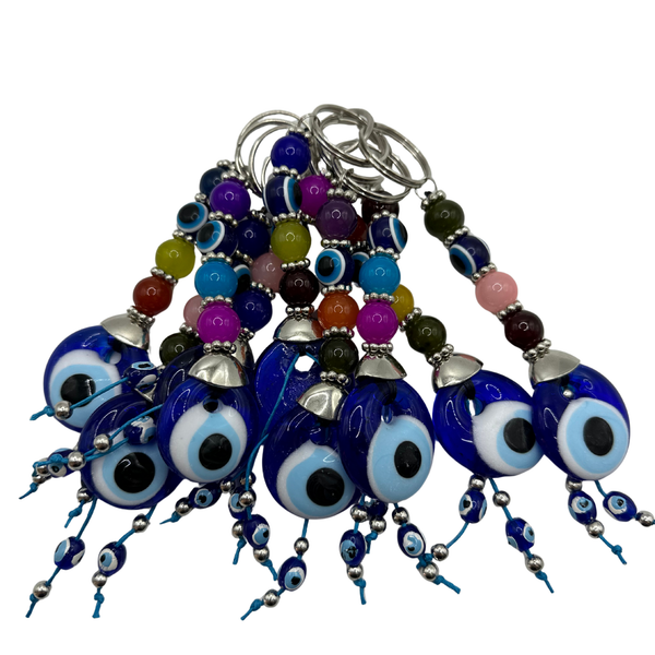 Handmade Color Beaded Keychain – Nazar Charm (10PCS)