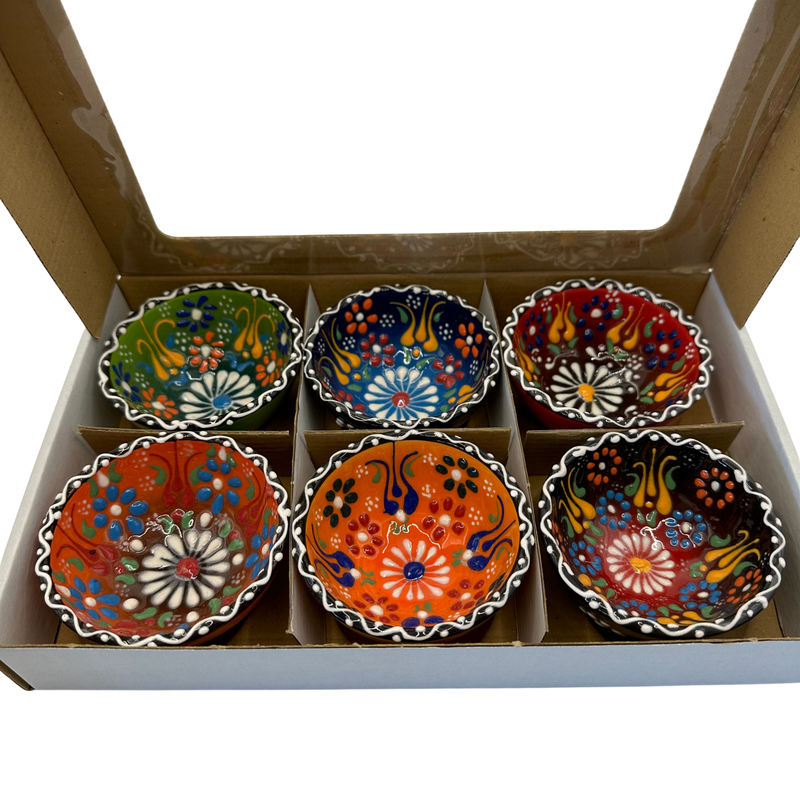Handmade Turkish Ceramic Bowl Set – 5cm Mixed Dantel Design