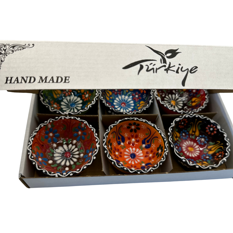 Handmade Turkish Ceramic Bowl Set – 5cm Mixed Dantel Design