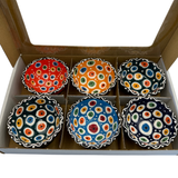 Handmade Turkish Ceramic Bowl Set – 5cm Mix Color Evil Eye Design
