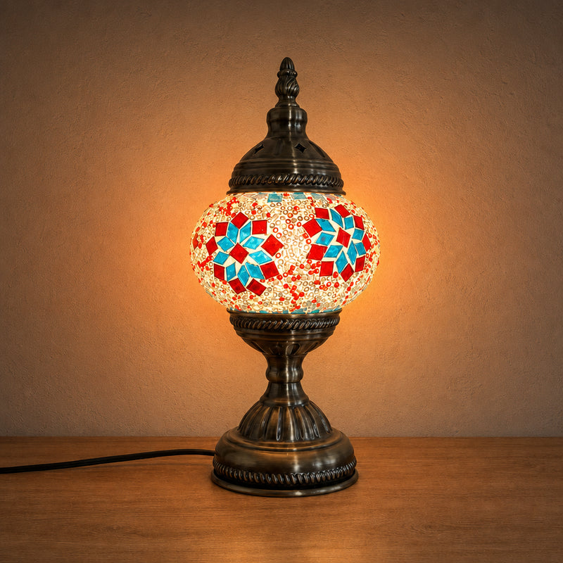Table Lamps - Aqua Red Flower