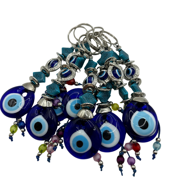 Handmade Geometric Beaded Keychain – Nazar Charm (10PCS)