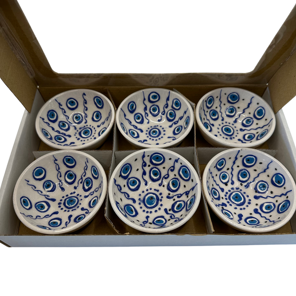 Handmade Turkish Ceramic Bowl Set – 5cm Evil Eye Design