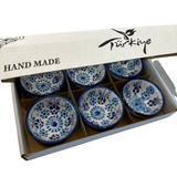 Handmade Turkish Ceramic Bowl Set – 5cm Blue Iznik Floral Design