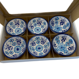 Handmade Turkish Ceramic Bowl Set – 5cm Blue Iznik Floral Design
