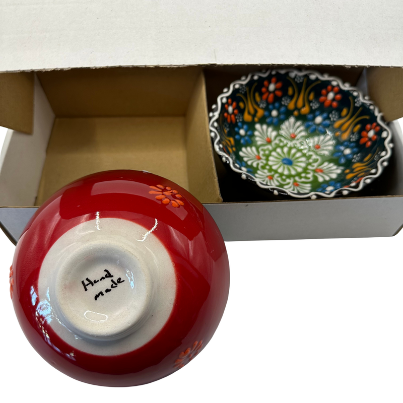 Handmade Turkish Ceramic Bowl Set – 10 cm Mixed Dantel Design