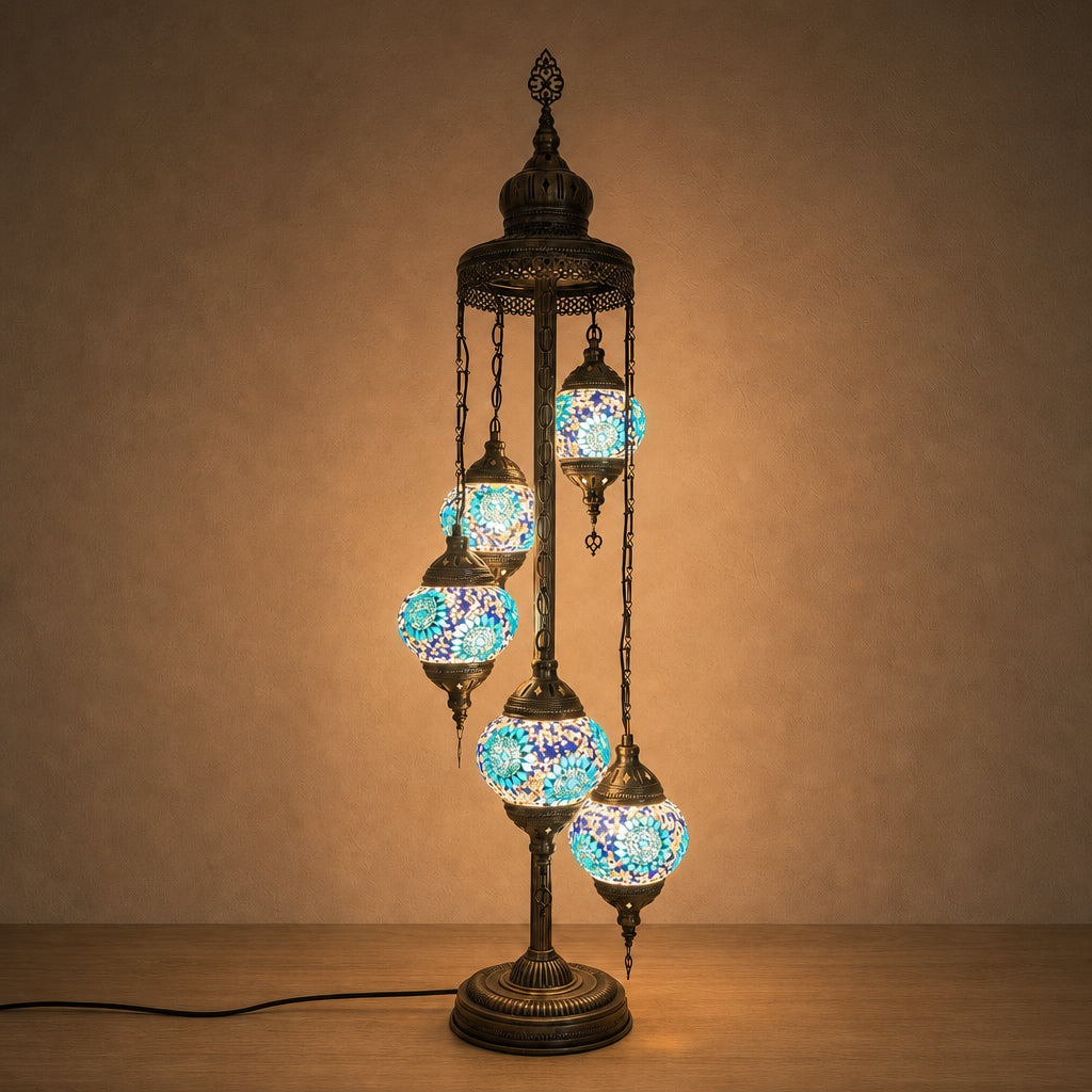 Turkish Floor Lamp with 5 Globes - C3B