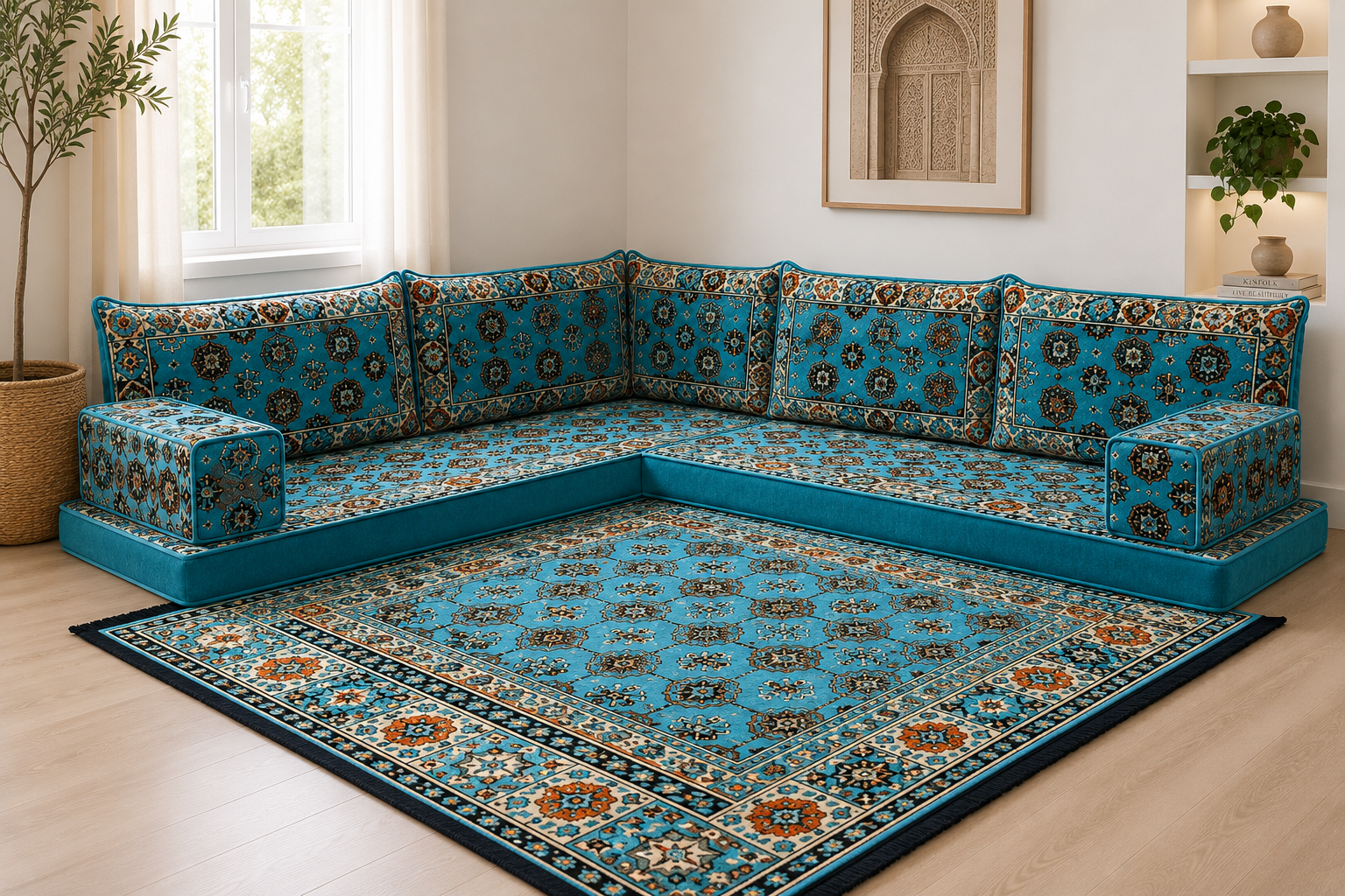 Aqua Diamond L-Shaped Arabian Majlis
