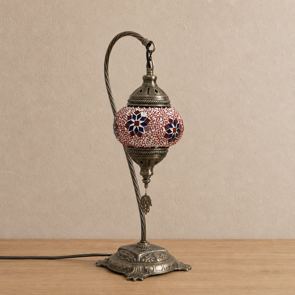 Swan Lamps - Red Blue Flower
