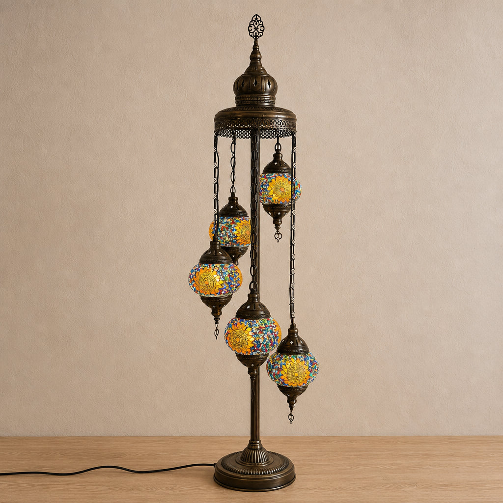 Turkish Floor Lamp with 5 Globes - RY