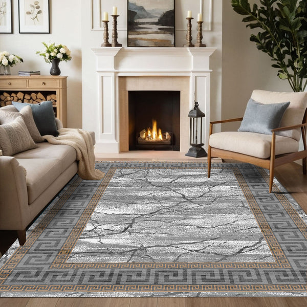 Golden Greek Border Rug