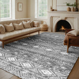 Grey and White Boho Rug