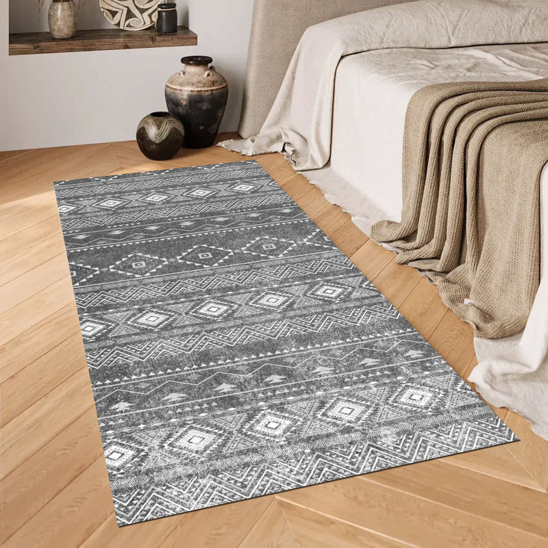 Grey and White Boho Rug