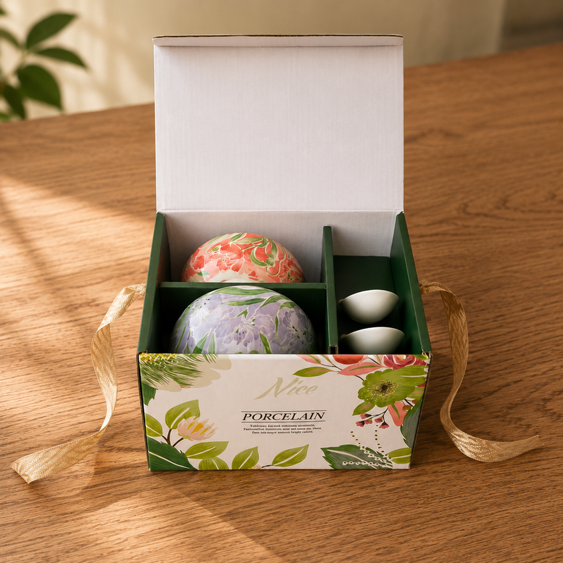 Ceramic Bowl Set - Botanical Glazed 2 Bowls & 2 Spoons