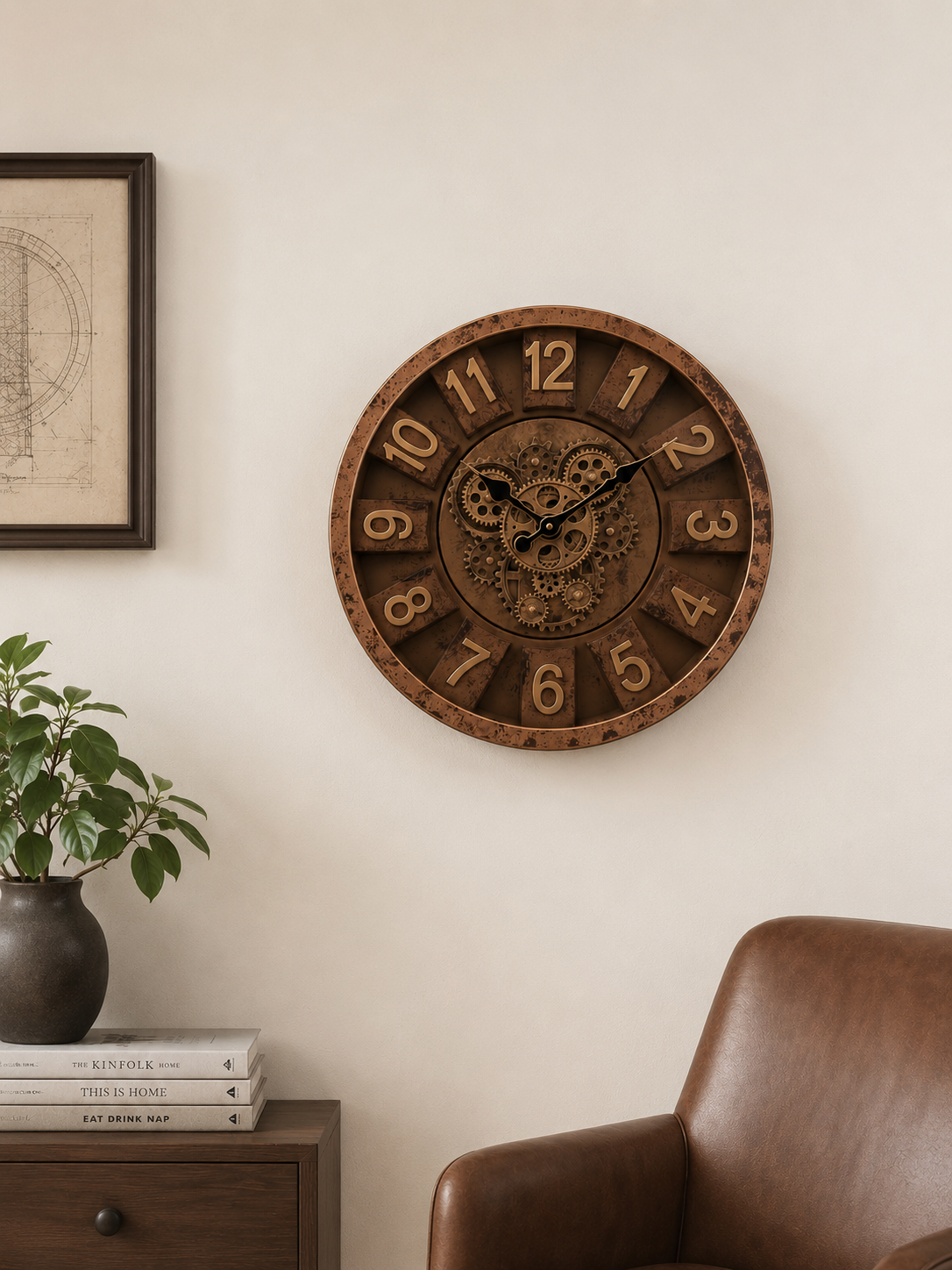 Vintage Industrial Gear Wall Clock 40cm