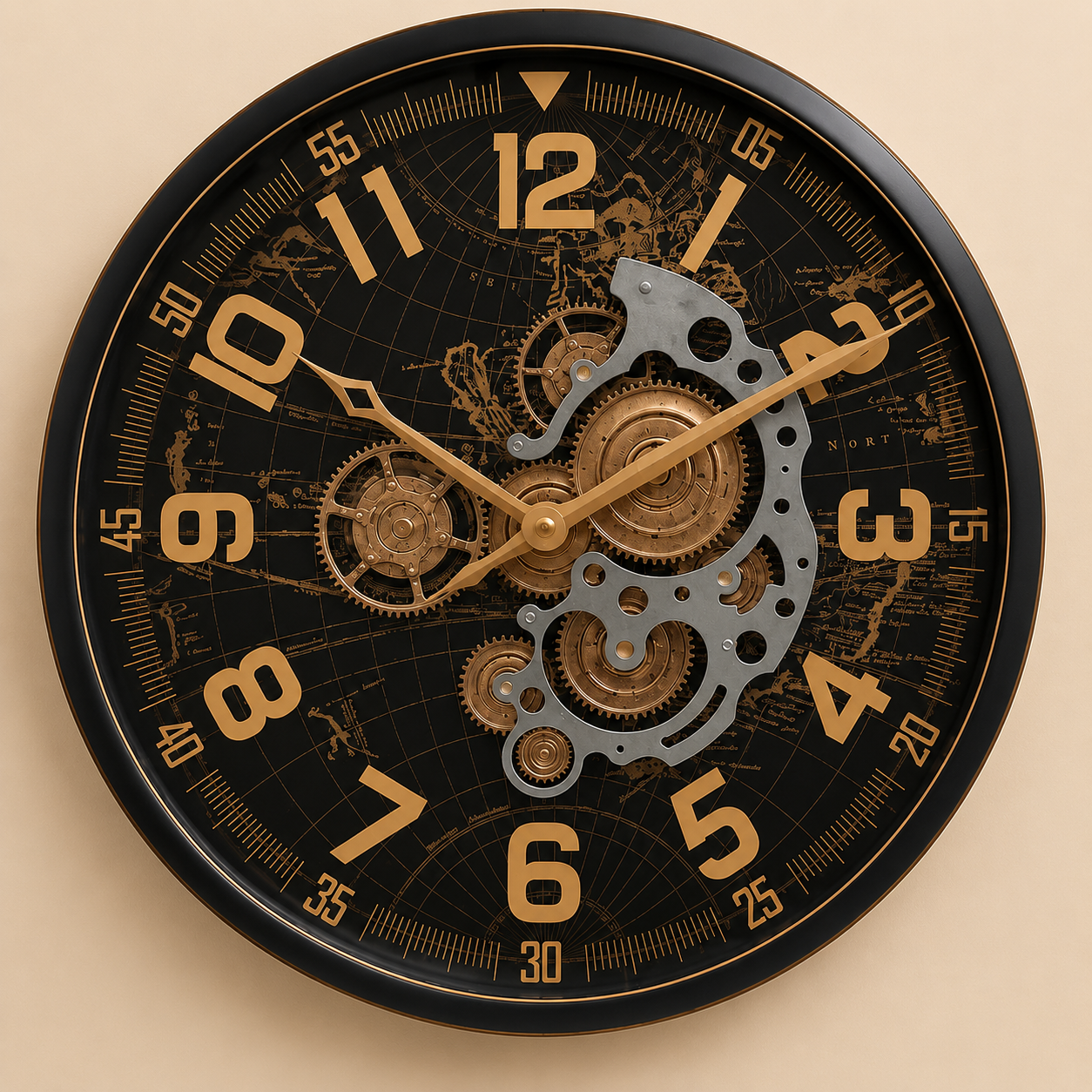 Vintage Explorer Gear Wall Clock 50cm