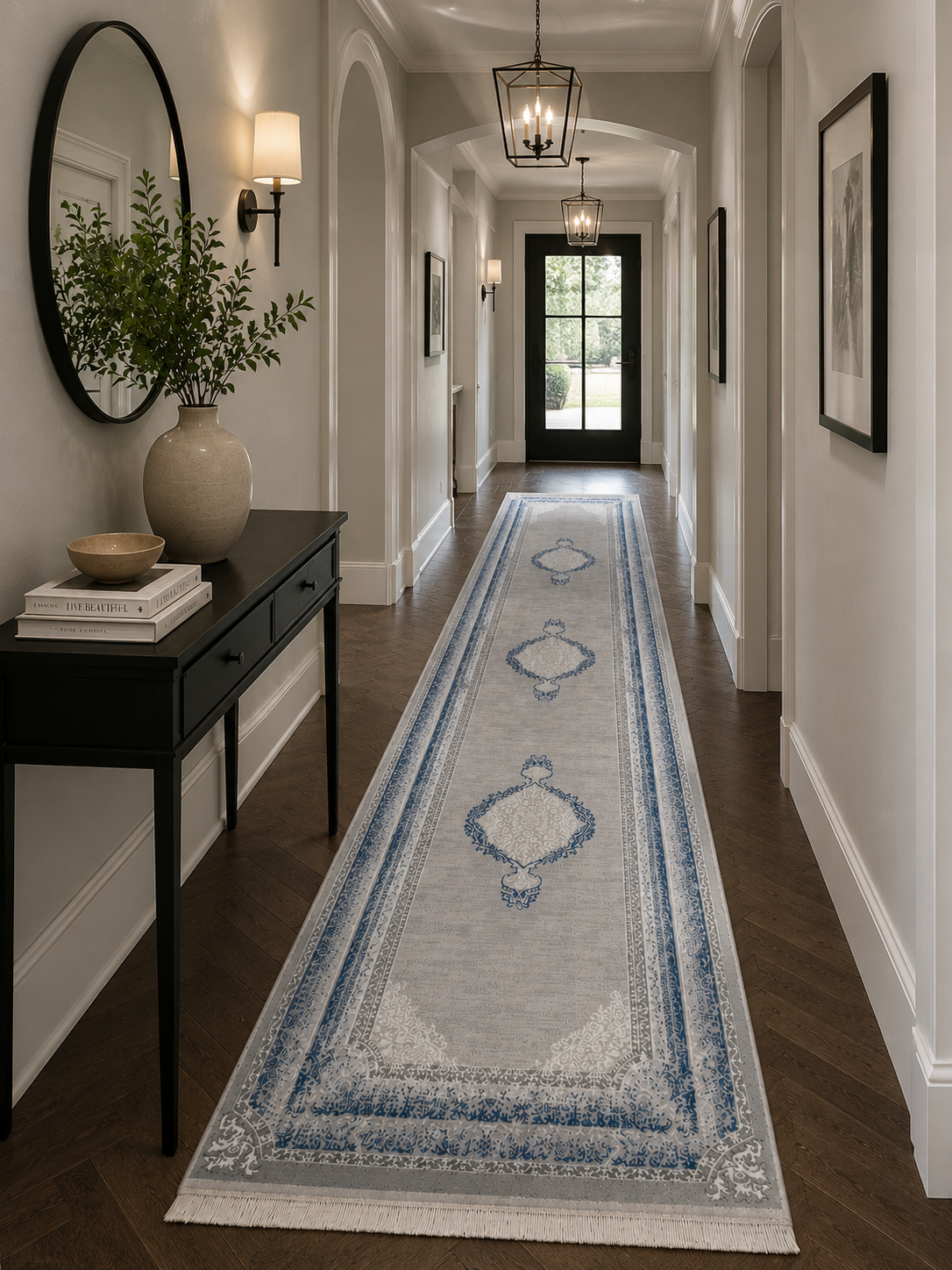 Kervan Rug Ak187 Grey/Blue Hallway Runner