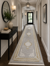 Kervan Rug Ak187 Grey/Gold Hallway Runner