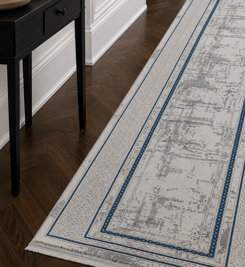 Kervan Rug Ak076 Grey/Blue Hallway Runner