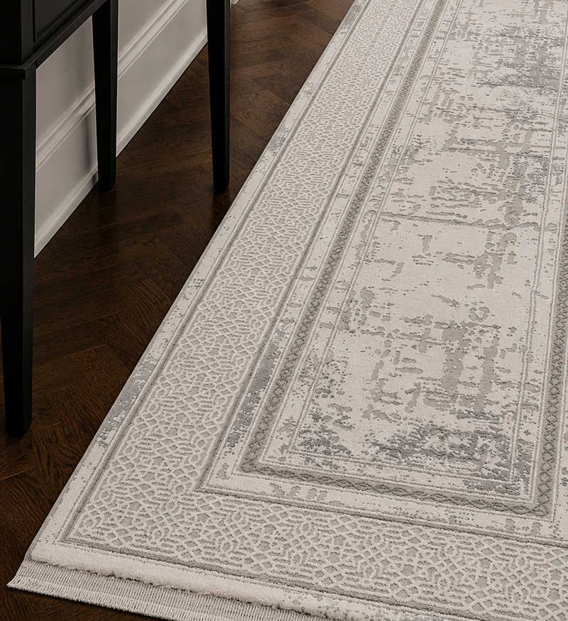 Kervan Rug Ak076 Grey/Grey Hallway Runner