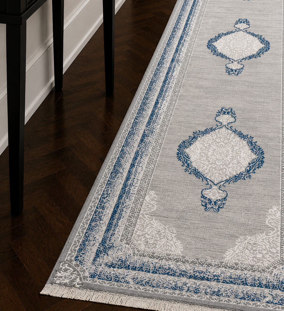 Kervan Rug Ak7114 Grey/Blue Hallway Runner