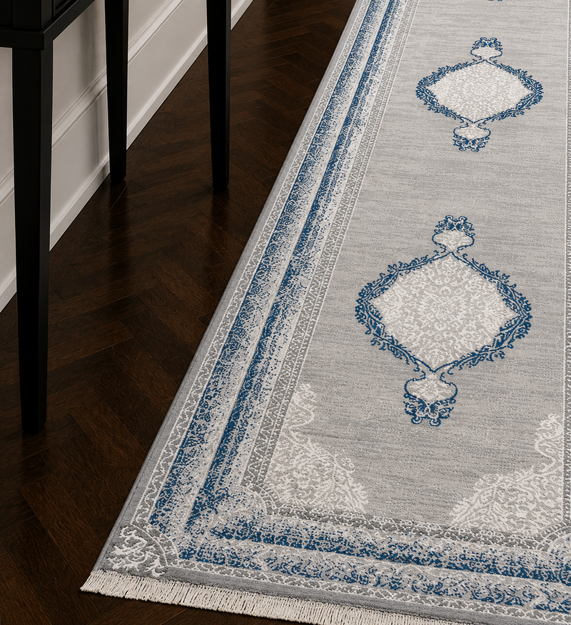 Kervan Rug Ak7114 Grey/Blue Hallway Runner