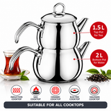 Turkish Tea Pot Set – Stainless Steel – Midi Size