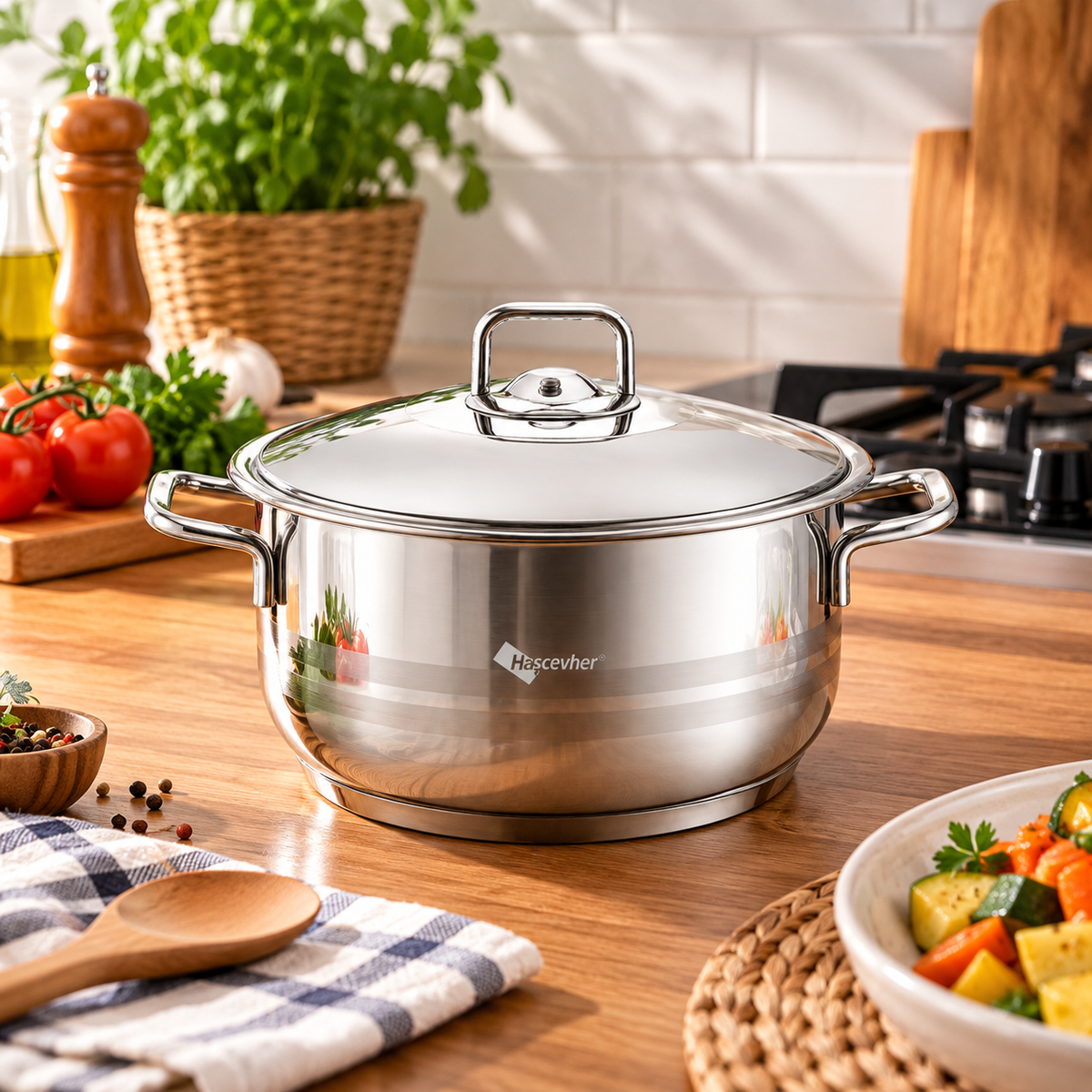 Hascevher Gastro Stainless Steel Cooking Pot 22x12 cm