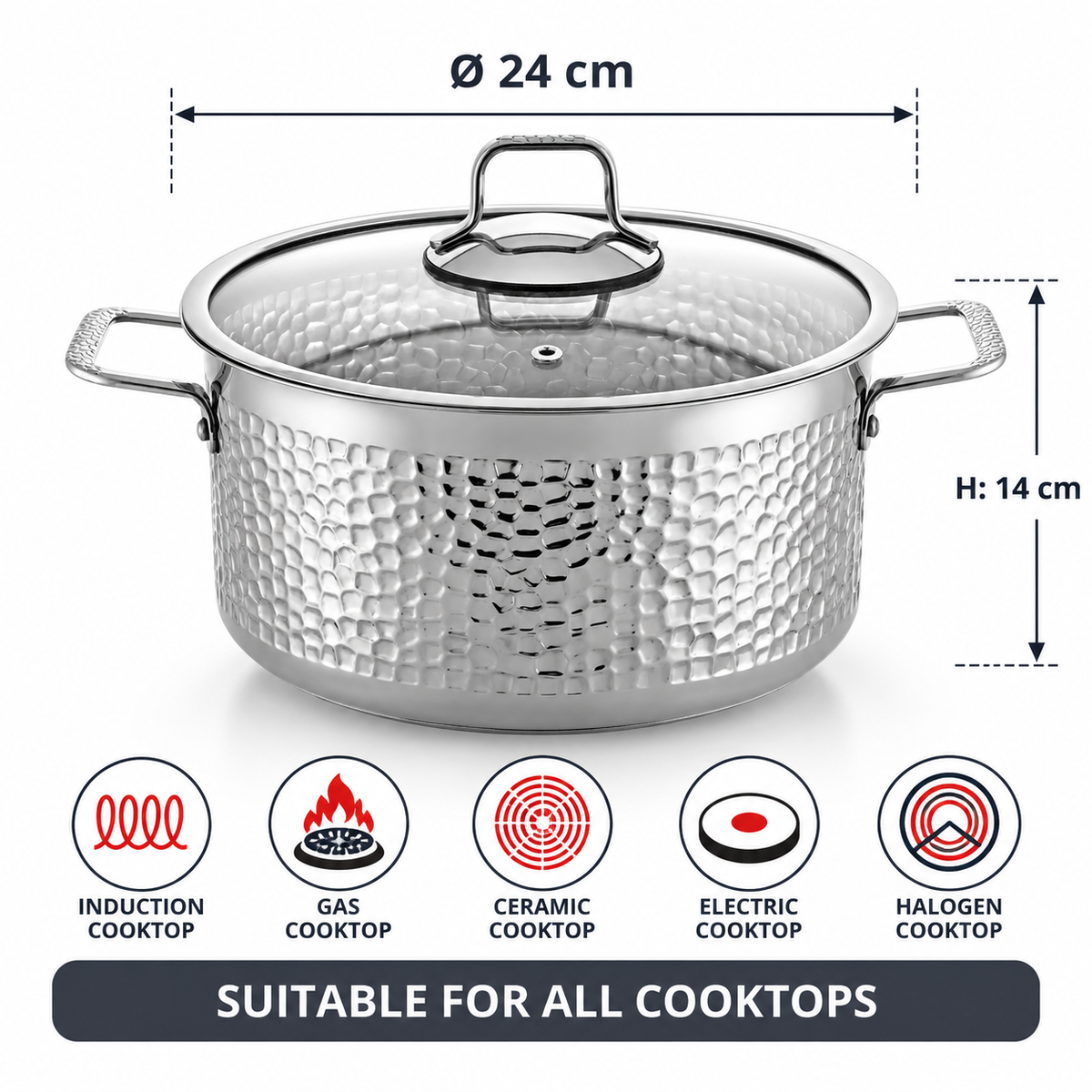 Hascevher Serra Stainless Steel Pot 24cm