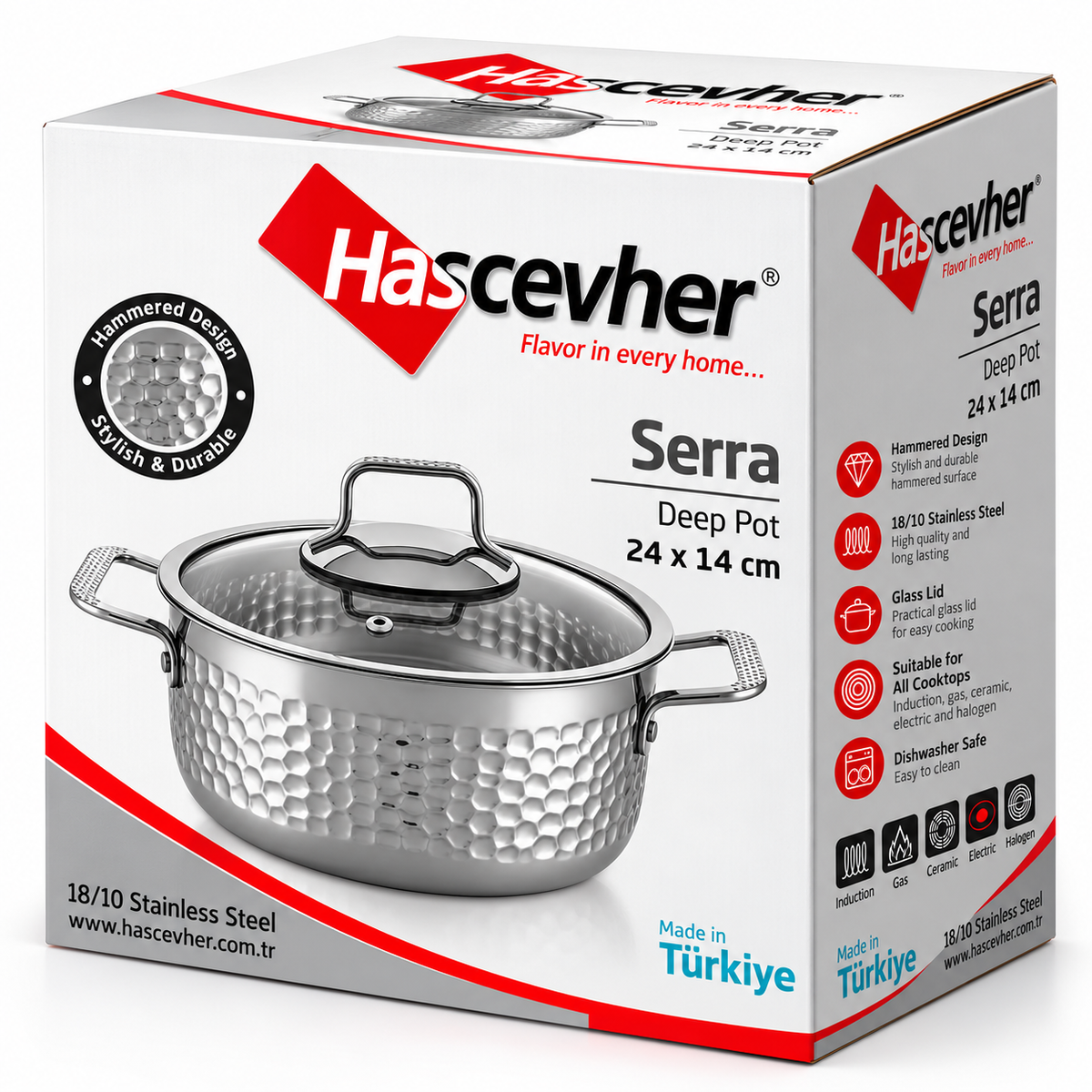 Hascevher Serra Stainless Steel Pot 24cm