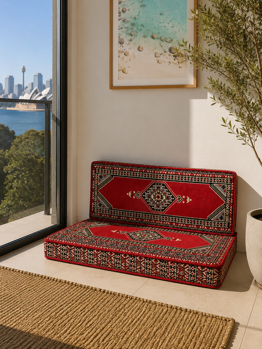 Double Cushion Set - Red Palace