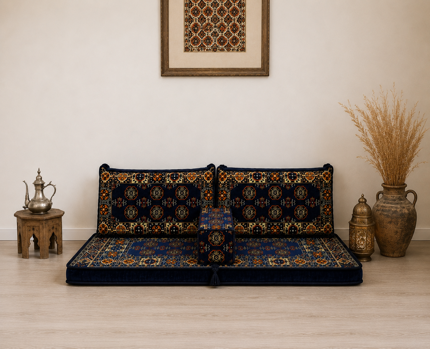 Arabian Majlis & Divan Set (Floor Cushions) Navy Elegance