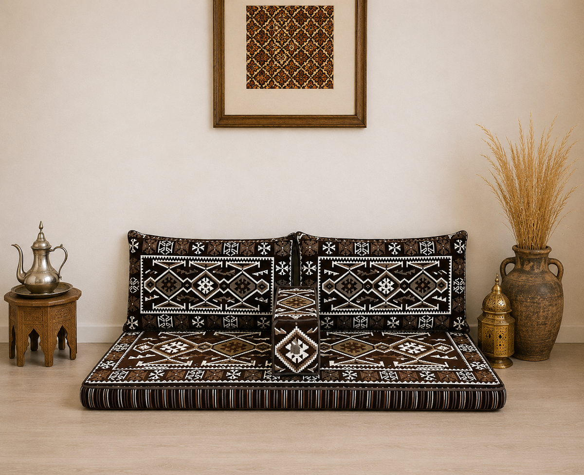 Arabian Majlis & Divan Set (Floor Cushions) Brown