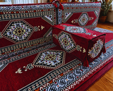 Arabian Majlis & Divan Set (Floor Cushions) Dark Red