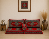 Arabian Majlis & Divan Set (Floor Cushions) Red Palace