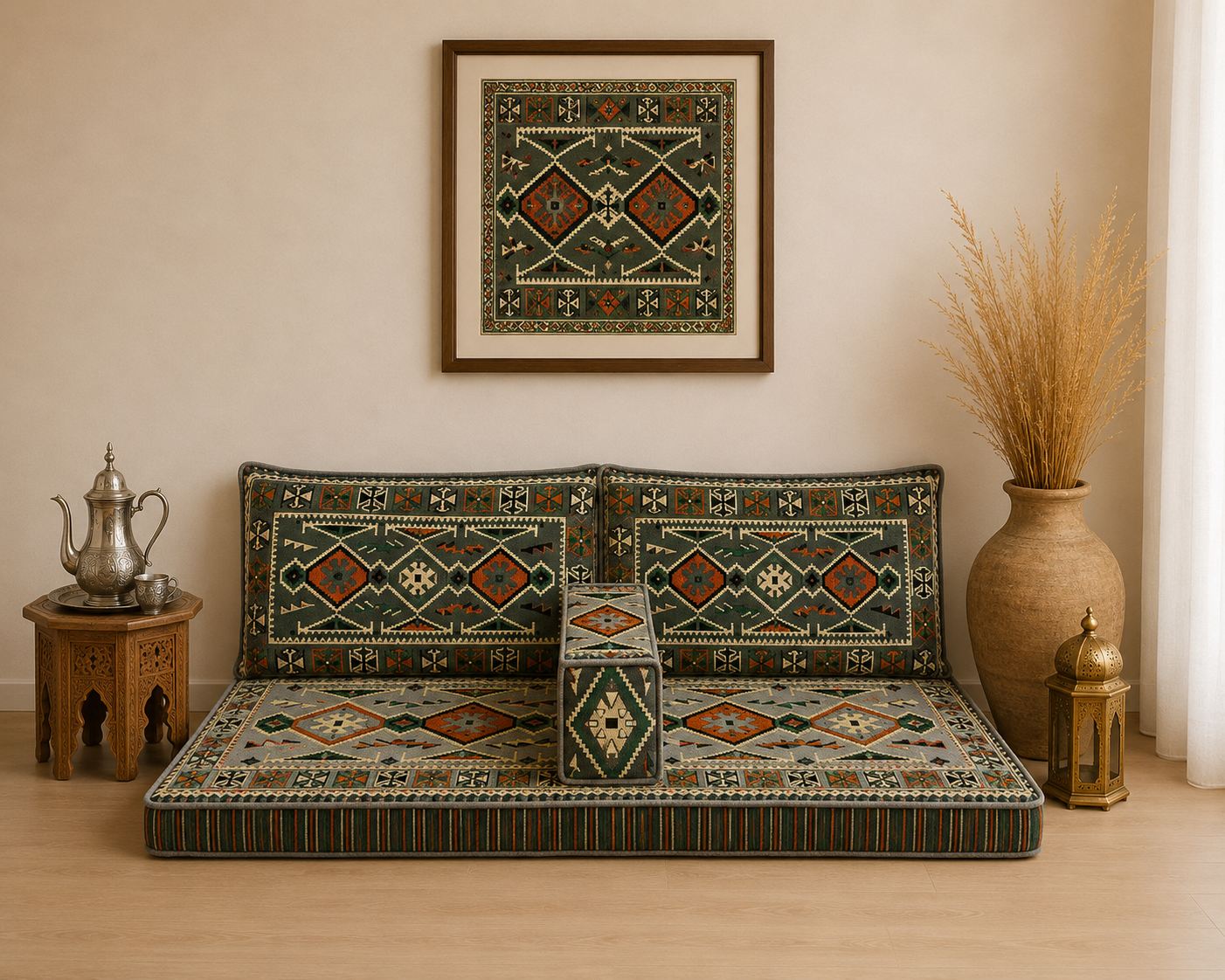 Arabian Majlis & Divan Set (Floor Cushions) Grey
