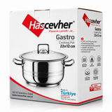 Hascevher Gastro Stainless Steel Cooking Pot 22x12 cm