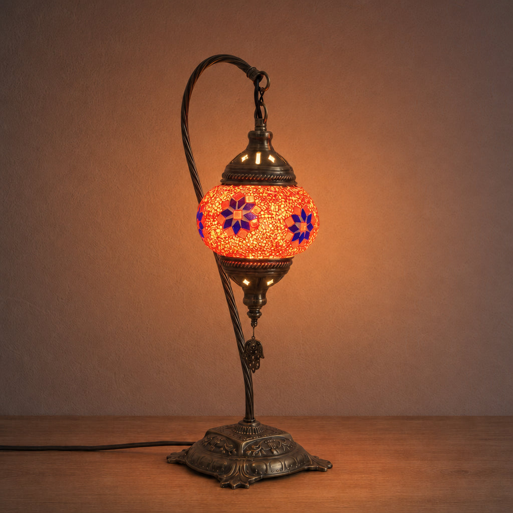 Swan Lamps - Red Blue Flower