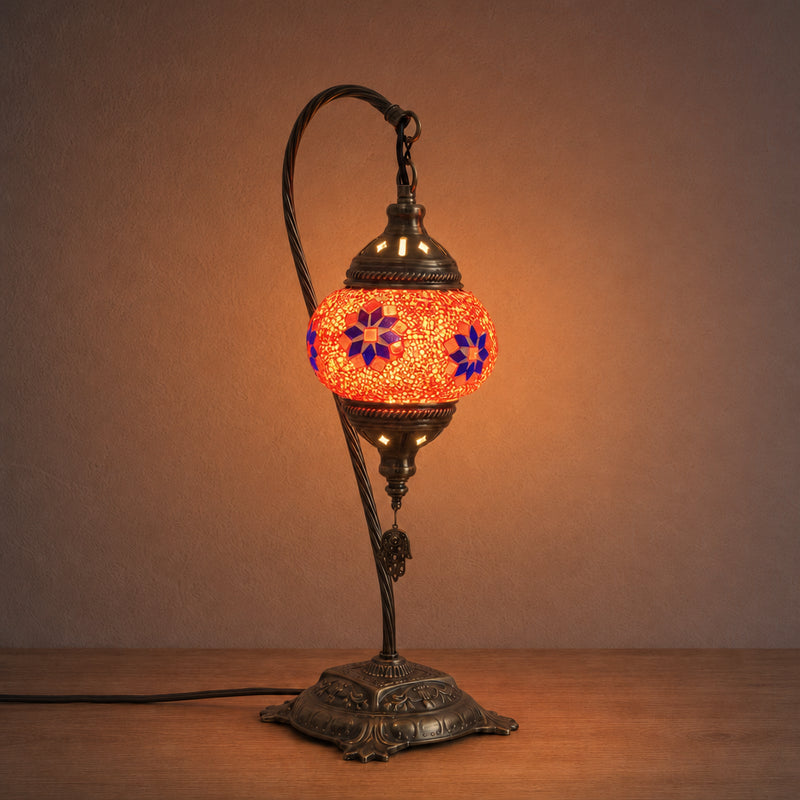 Swan Lamps - Red Blue Flower