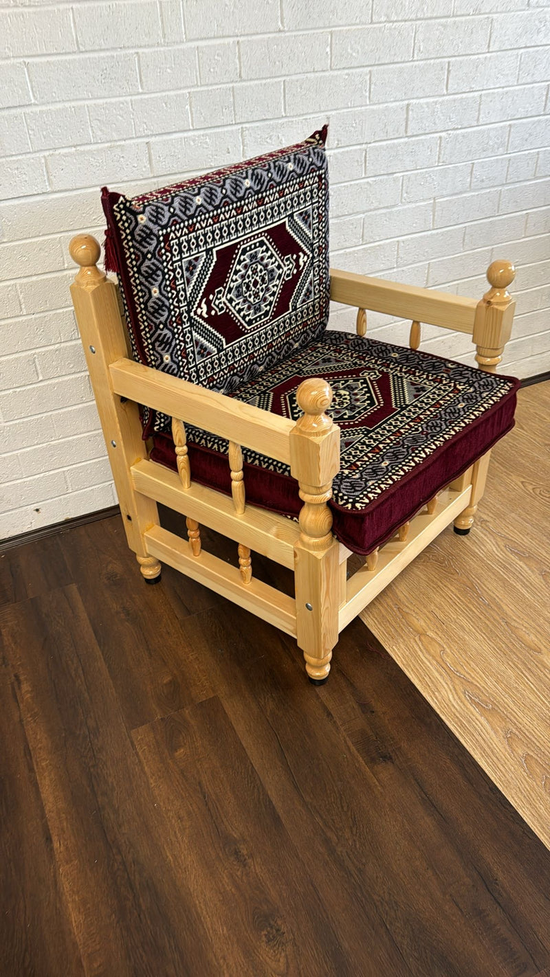 Single Cushion Set Maroon Palace with Chair