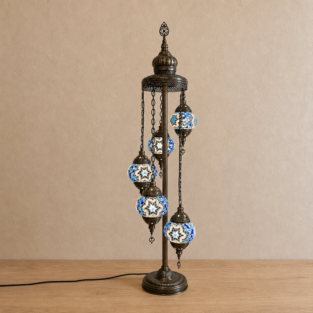 Turkish Floor Lamp with 5 Globes - SBW