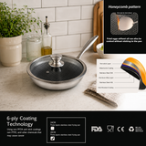 26cm Honeycomb Frying Pan with Glass Lid
