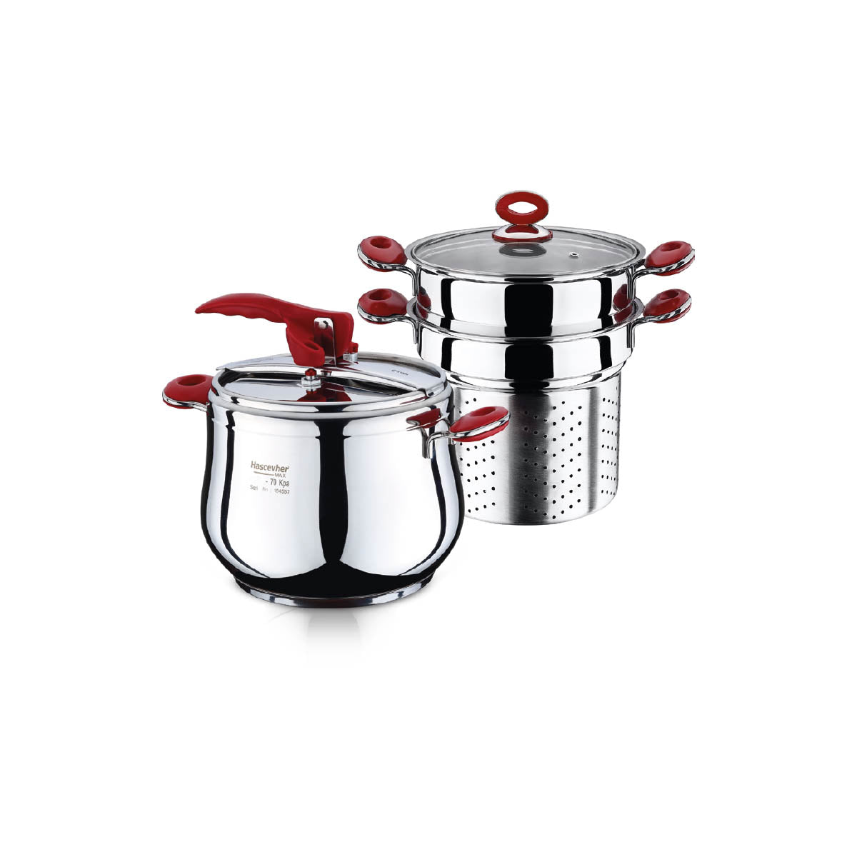 Hascevher 7L Stainless Steel Pressure Cooker Set