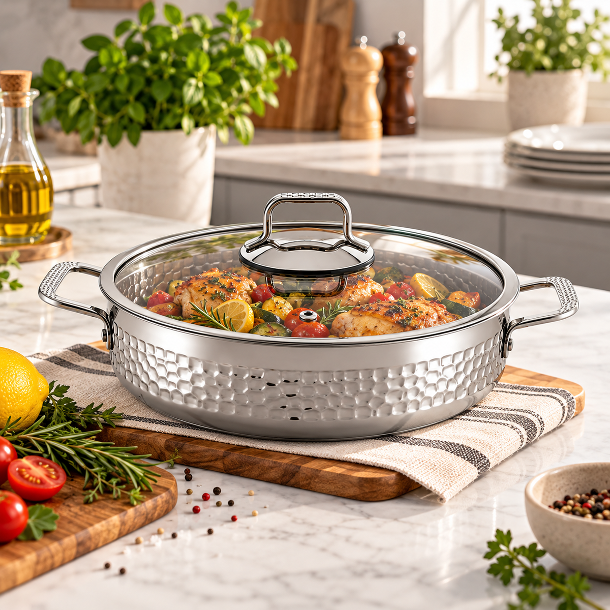 Hascevher Serra 26cm Stainless Steel Shallow Pot