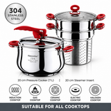 Hascevher 7L Stainless Steel Pressure Cooker Set